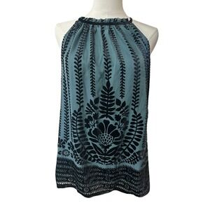 Whimsigoth Floral Halter Top Victorian Goth Velvet Burnout Dark Coquette Size L